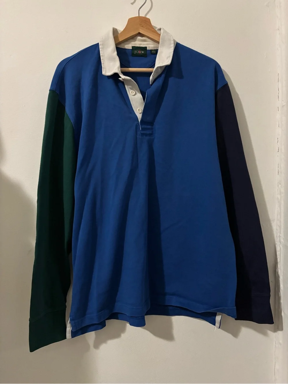 J. Crew Blue Colorblock Long-Sleeve Rugby Shirt size Large